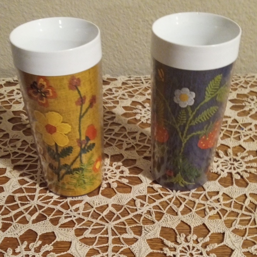 Floral Ceramic Drinkware Set - Yellow and Blue